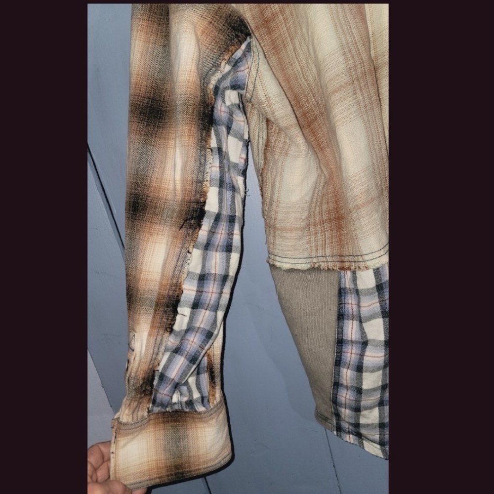 We The Free People BLUE RIDGE Mixed Plaid + Media Hoodie Hooded Jacket Shacket - Picture 13 of 16